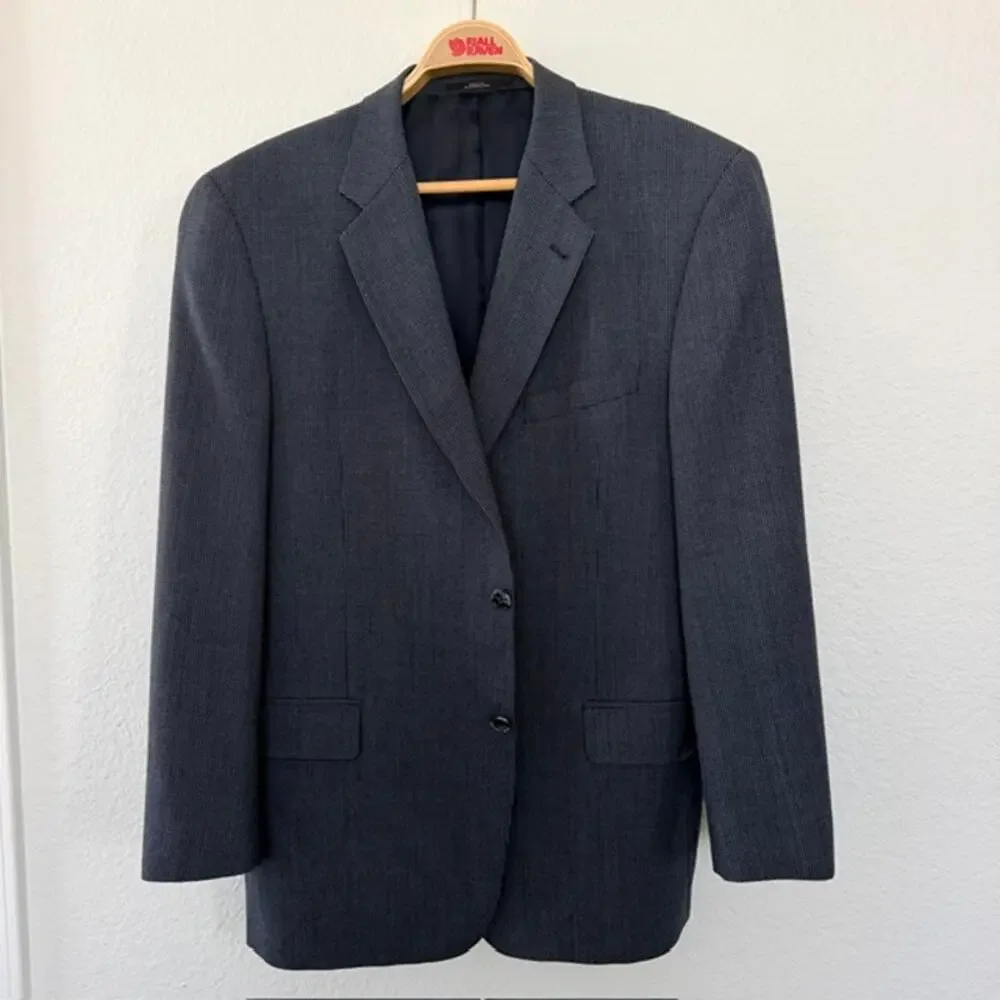Joseph Abboud Sport Coat Men 44R Blue-Gray Worsted Wool Modern Business Travel